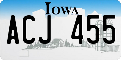 IA license plate ACJ455