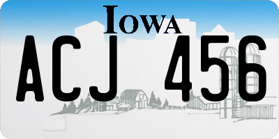 IA license plate ACJ456