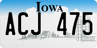 IA license plate ACJ475
