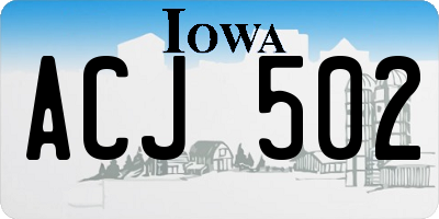 IA license plate ACJ502