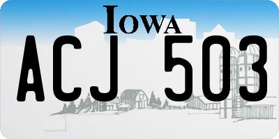 IA license plate ACJ503