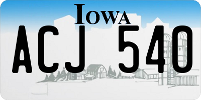 IA license plate ACJ540