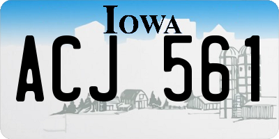 IA license plate ACJ561