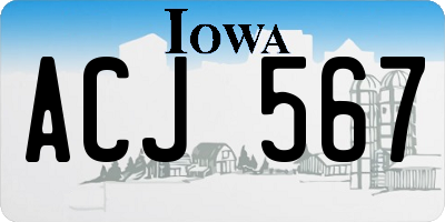IA license plate ACJ567