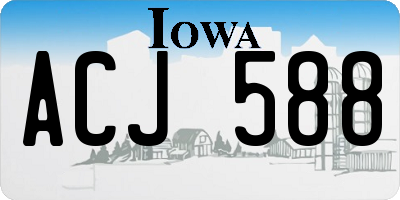 IA license plate ACJ588