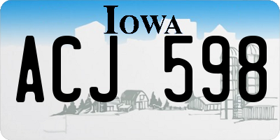 IA license plate ACJ598