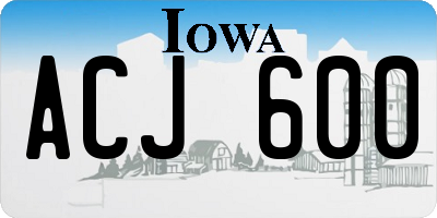 IA license plate ACJ600