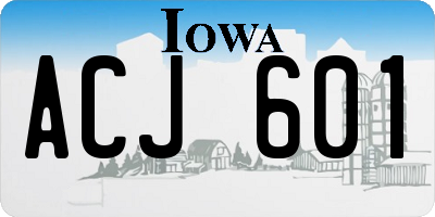 IA license plate ACJ601