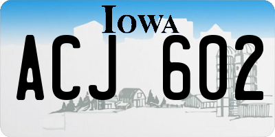 IA license plate ACJ602