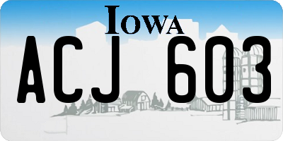 IA license plate ACJ603