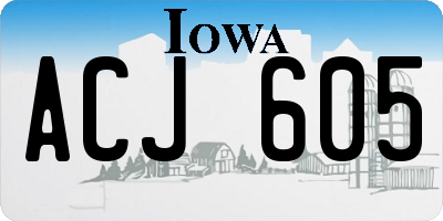 IA license plate ACJ605