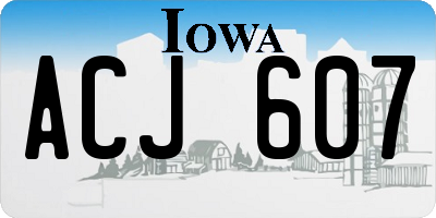 IA license plate ACJ607