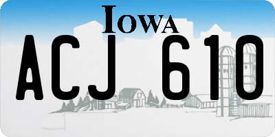 IA license plate ACJ610