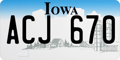 IA license plate ACJ670