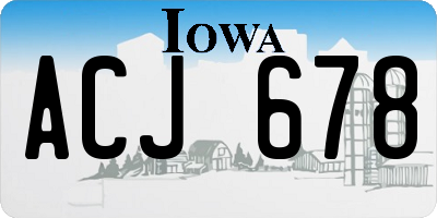 IA license plate ACJ678