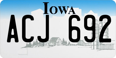 IA license plate ACJ692