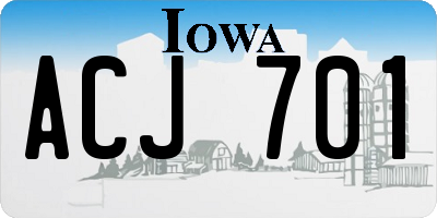 IA license plate ACJ701