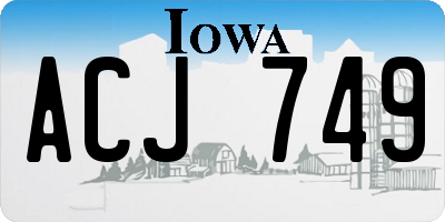 IA license plate ACJ749