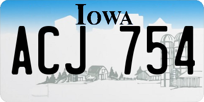 IA license plate ACJ754