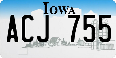 IA license plate ACJ755