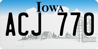 IA license plate ACJ770