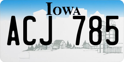 IA license plate ACJ785