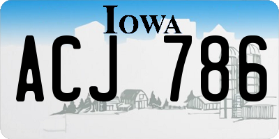 IA license plate ACJ786