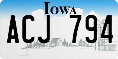 IA license plate ACJ794
