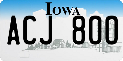IA license plate ACJ800