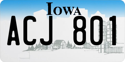 IA license plate ACJ801