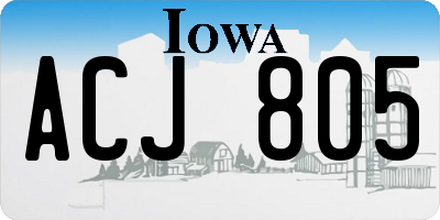 IA license plate ACJ805