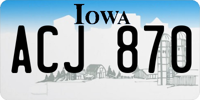 IA license plate ACJ870