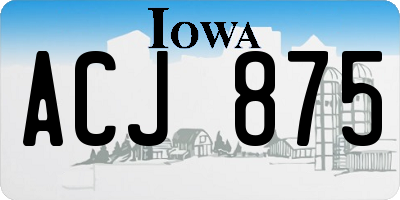 IA license plate ACJ875