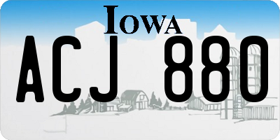 IA license plate ACJ880