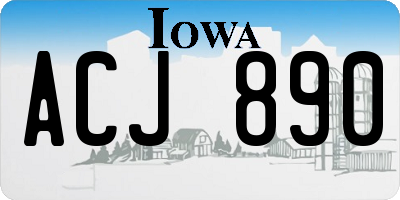 IA license plate ACJ890