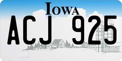 IA license plate ACJ925