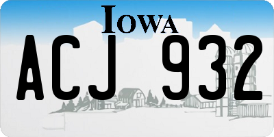 IA license plate ACJ932