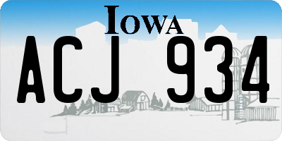 IA license plate ACJ934