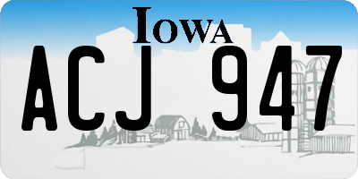 IA license plate ACJ947