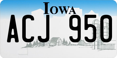 IA license plate ACJ950