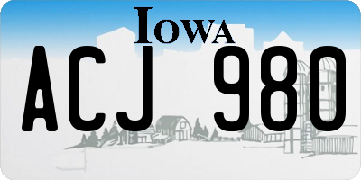 IA license plate ACJ980