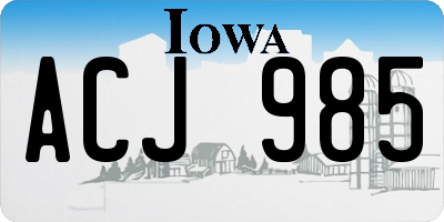 IA license plate ACJ985
