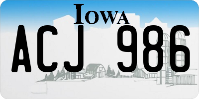 IA license plate ACJ986
