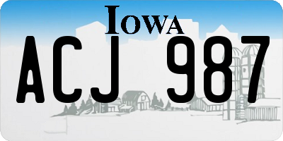 IA license plate ACJ987