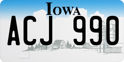 IA license plate ACJ990