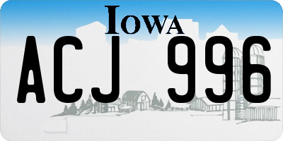 IA license plate ACJ996