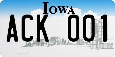 IA license plate ACK001