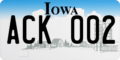 IA license plate ACK002