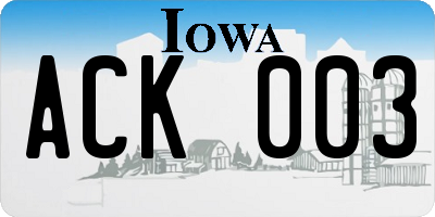 IA license plate ACK003