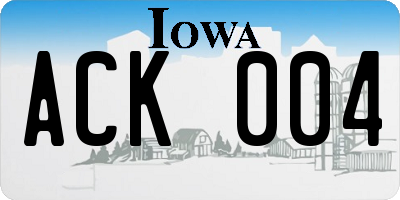 IA license plate ACK004